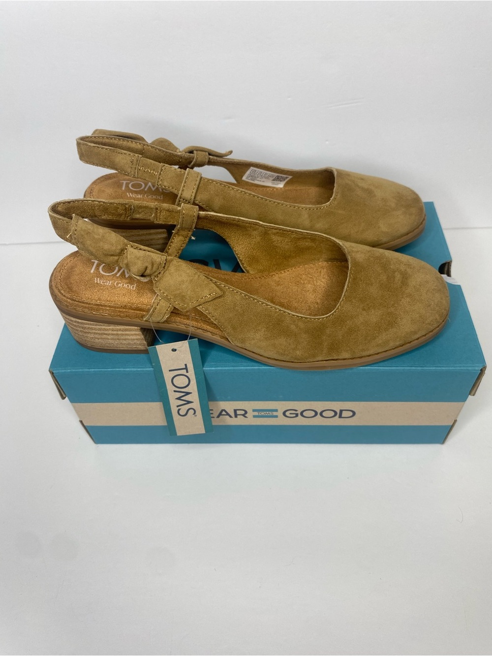 TOMS Jaclyn Slingback Bow Heels – Toffee Suede 🤎 Size 6.5